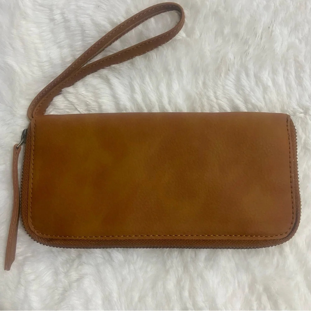 Free People Brown Vegan Leather Wristlet